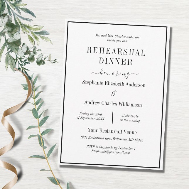 Schwarz-weißes Minimalistisches Modernes Probe Einladung (Von Creator hochgeladen)