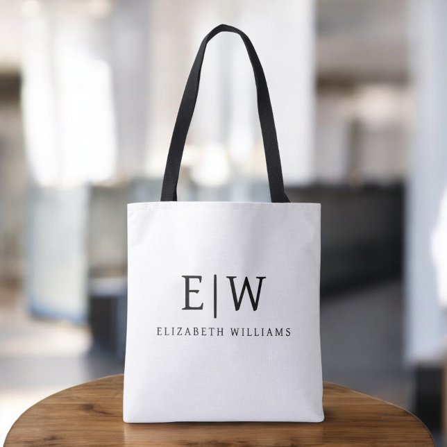 Schwarz-weißes Minimalistisches Monogramm-Elegant Tasche (Von Creator hochgeladen)