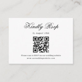 Schwarz-weißes Minimalistisches Skript Hochzeit QR Begleitkarte
