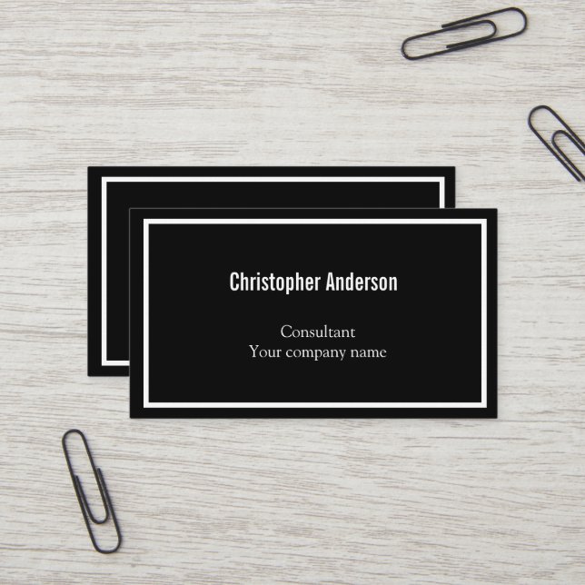 Schwarz-weißes Minimalistisches Unternehmen Visitenkarte (Vorderseite/Rückseite Beispiel)