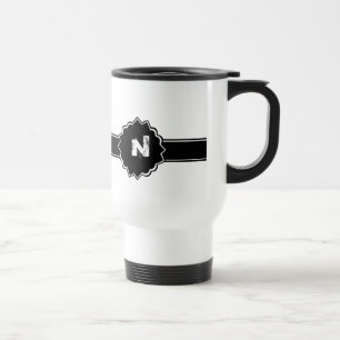 Schwarz-weißes mit Monogramm Reisebecher