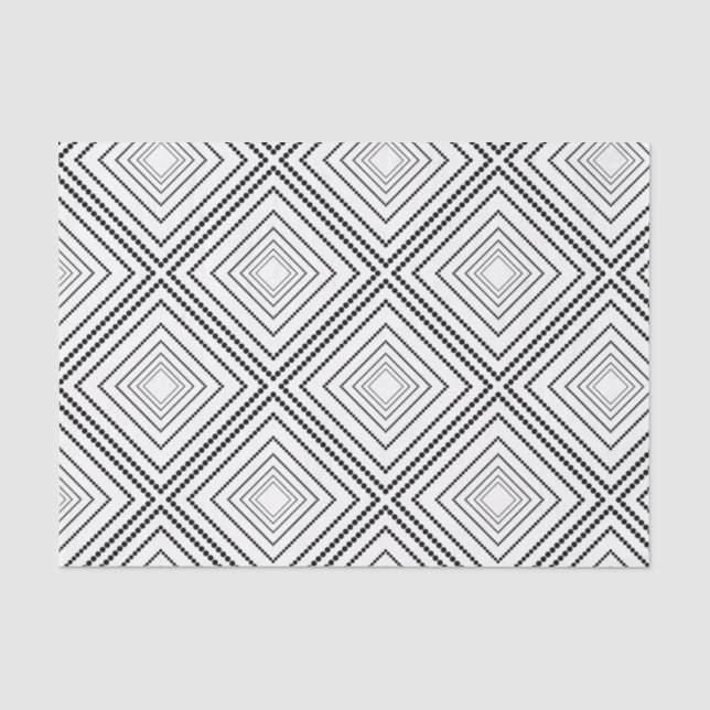 Schwarz-weißes modernes abstraktes geometrisches seidenpapier (Vorderseite)