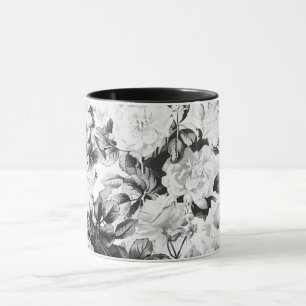 Schwarz-weißes, modernes Aquarellland Tasse