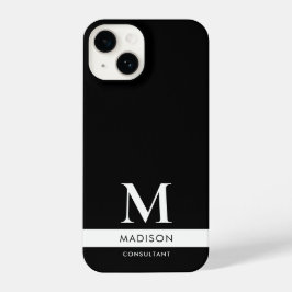 Schwarz-weißes, modernes Berufliches Geschäftsmono iPhone 14 Hülle