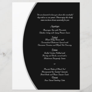Schwarz-weißes modernes Circle Posh Wedding Menü