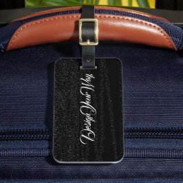 Schwarz-weißes modernes mit Monogramm personalisie Gepäckanhänger
