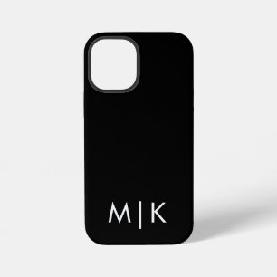 Schwarz-weißes modernes Monogramm iPhone 12 Mini Hülle