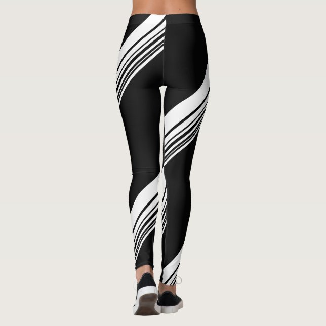 Schwarz-weißes modernes Muster des Chic diy Leggings (Rückseite)