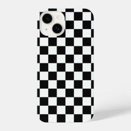 Schwarz-weißes, modernes Prüfbrettmuster iPhone 14 Hülle