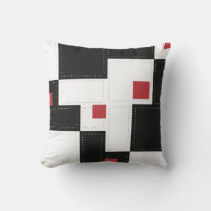Schwarz-weißes, modernes Vintages Patchwork-Kissen Kissen