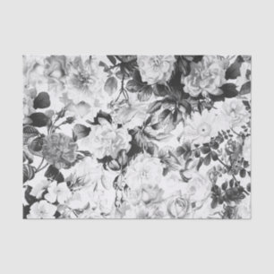 Schwarz-weißes modernes Watercolorland mit Blumen Seidenpapier