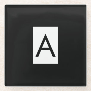 Schwarz-weißes Monogramm Anfangsschreiben Modernes Glasuntersetzer