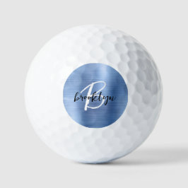 Schwarz-weißes Monogramm aus blaugegossenem Metall Golfball