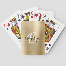 Schwarz-weißes Monogramm aus goldgegossenem Metall Spielkarten