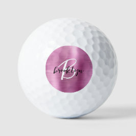 Schwarz-weißes Monogramm aus rosa gebürstetem Meta Golfball