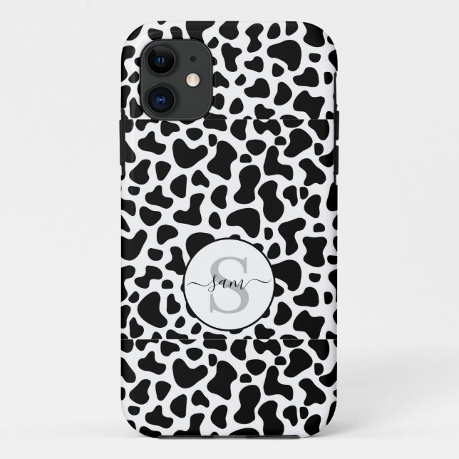 Schwarz-weißes Monogramm der Kuh Case-Mate iPhone Hülle (Rückseite)