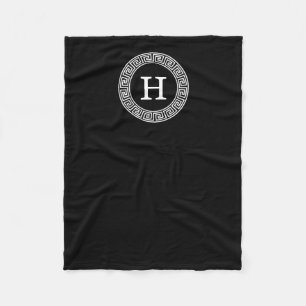 Schwarz-weißes Monogramm für den griechischen Schl Fleecedecke