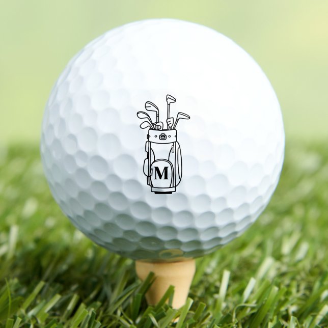 Schwarz-weißes Monogramm Golfball (Monogram Golf Bag Golf Balls)
