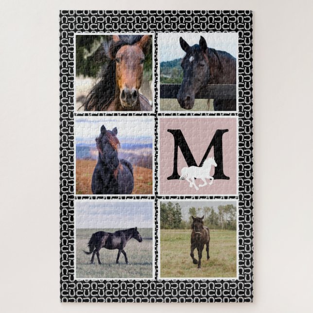 Schwarz-weißes Monogramm Horse-Foto (Vertikal)