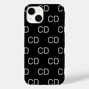 Schwarz-weißes Monogramm-Initialmuster Case-Mate iPhone 14 Hülle