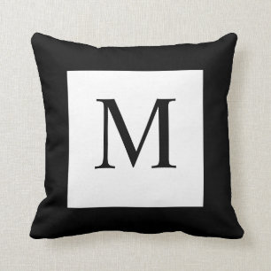 Schwarz-weißes Monogramm-Kissen Kissen