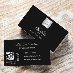 Schwarz-weißes Monogramm-Logo Qr-Code Visitenkarte
