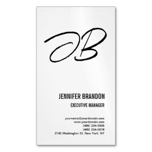 Schwarz-weißes Monogramm Minimalistisch Modern Sch Magnetische Visitenkarte