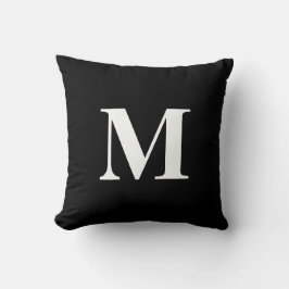 Schwarz-weißes Monogramm mit bearbeitbarer Farbe Kissen