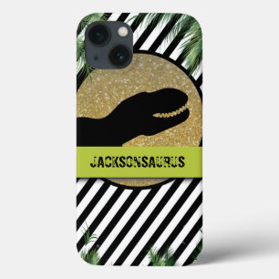 Schwarz-weißes Monogramm mit Dinosaurier Case-Mate iPhone Hülle