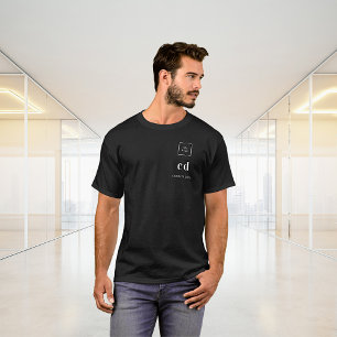 Schwarz-weißes Monogramm-Namenslogo Geschäft T-Shirt