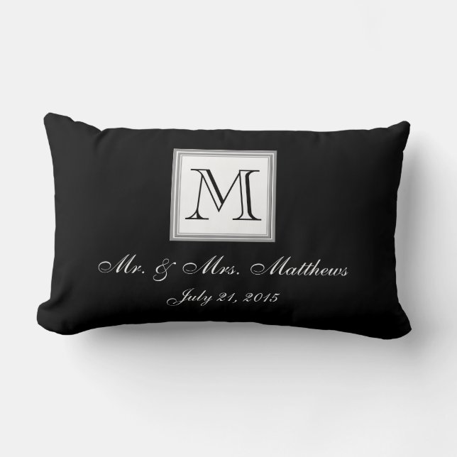 Schwarz-weißes Monogramm nennt Lendenkissen (Vorderseite)