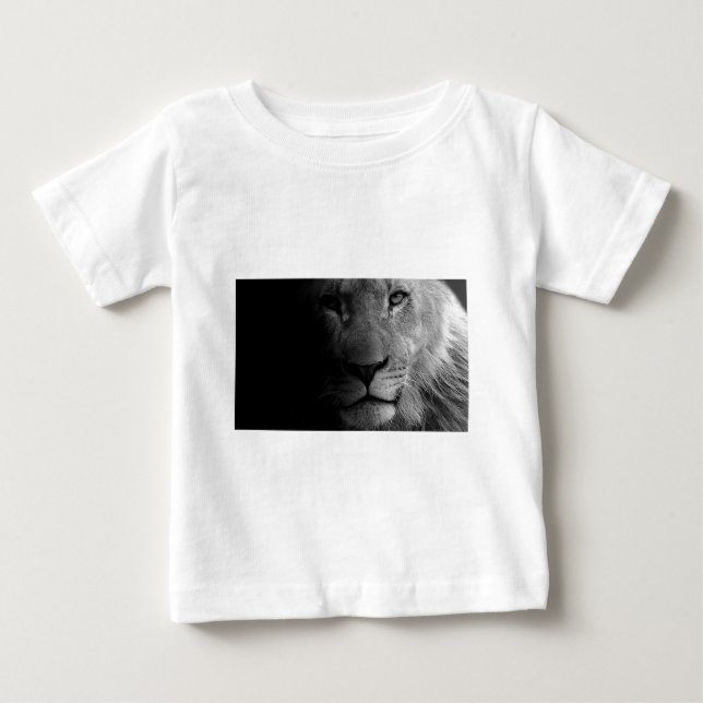 Schwarz-weißes Motivierend Leadership Lion Portrai Baby T-shirt (Vorderseite)