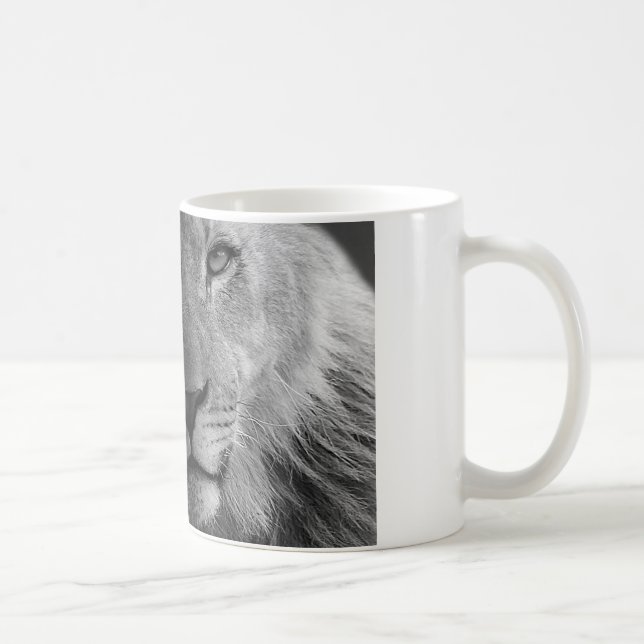 Schwarz-weißes Motivierend Leadership Lion Portrai Kaffeetasse (Rechts)