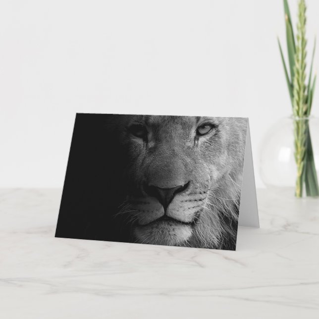 Schwarz-weißes Motivierend Leadership Lion Portrai Karte (Vorderseite)