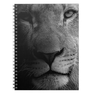 Schwarz-weißes Motivierend Leadership Lion Portrai Notizblock
