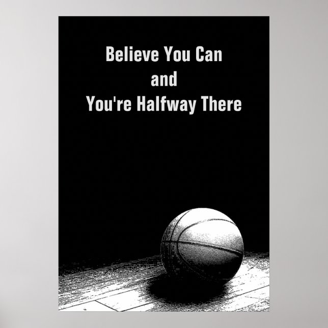 Schwarz-weißes Motivierend Zitat Basketball-Poster Poster (Vorne)