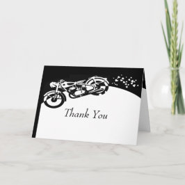 Schwarz-weißes Motorrad-kundenspezifische Hochzeit Dankeskarte