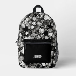 Schwarz-weißes Muster Alkoholtinte Personalisiert Bedruckter Rucksack