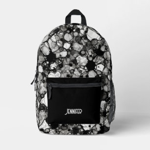 Schwarz-weißes Muster Alkoholtinte Personalisiert Bedruckter Rucksack