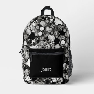 Schwarz-weißes Muster Alkoholtinte Personalisiert Bedruckter Rucksack