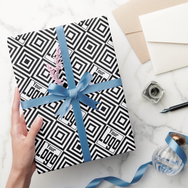 Schwarz-weißes Muster für Werbefirmenlogo Geschenkpapier (Schenken)
