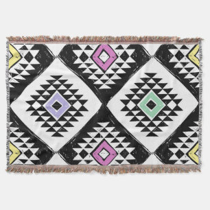 Schwarz-weißes Navajo Muster Decke