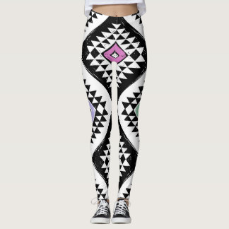 Schwarz-weißes Navajo Muster Leggings