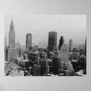 Schwarz-weißes New York Manhattan Panorama Poster