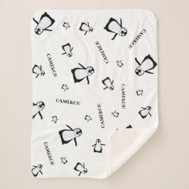 Schwarz-weißes Niedliches Penguin Personalisiertes Sherpadecke
