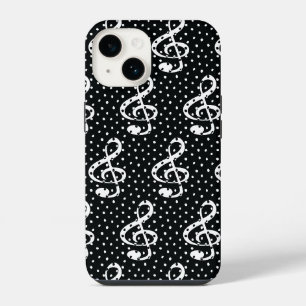 Schwarz-weißes Notendesign mit Punkten iPhone 14 Hülle