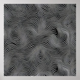 Schwarz-weißes Op-Art-Swirlmuster Poster
