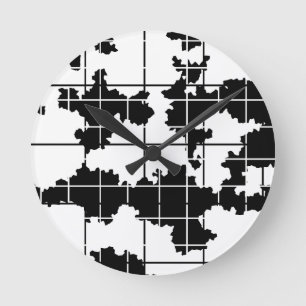 Schwarz-weißes organisches abstraktes Kunstdesign Runde Wanduhr