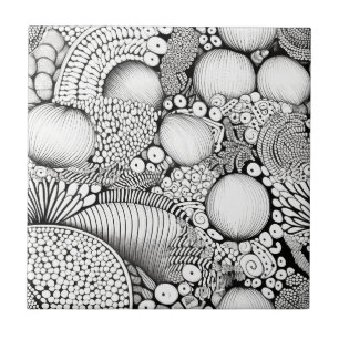 Schwarz-weißes organisches geometrisches Muster Fliese