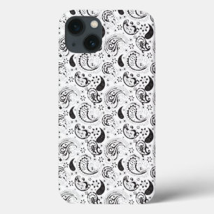 Schwarz-weißes Paisley-Muster – Elegante Textilkun Case-Mate iPhone Hülle